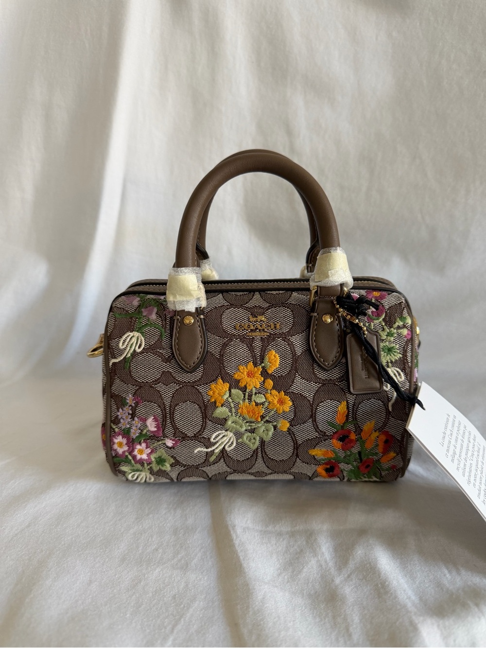 Coach Mini Rowan Crossbody Bag In Signature Jacquard With Floral Embroidery - Picture 4 of 7